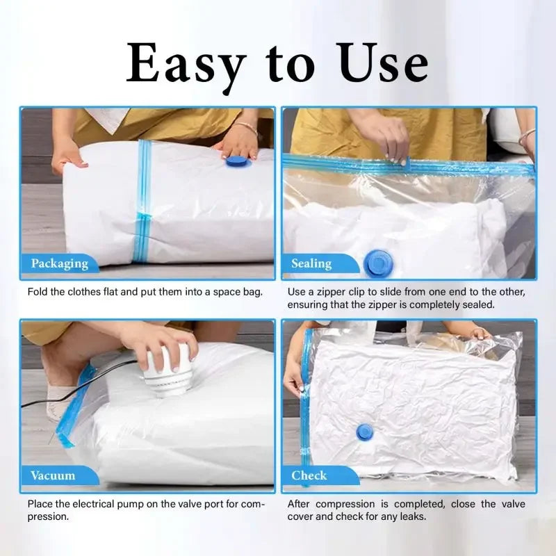 7Sizes Reusable Vacuum Bags or Electric/Hand Pump Vacuum Compression Sealer Bag Mini Vacuum Sealer Machine for Clothes Organizer Zpaxo