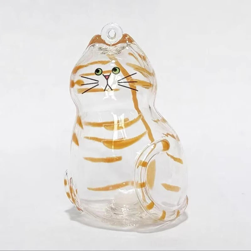 Memorial Keychain Cat Hair Storage Container Cute Cat Shaped Keyring Portable Handmade Key Chain DIY Keychains Accessories Zpaxo