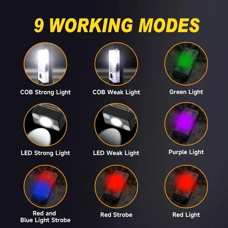 COB Keychain Work Light – Solar, 9 Modes, Magnetic Base | ESMARTER