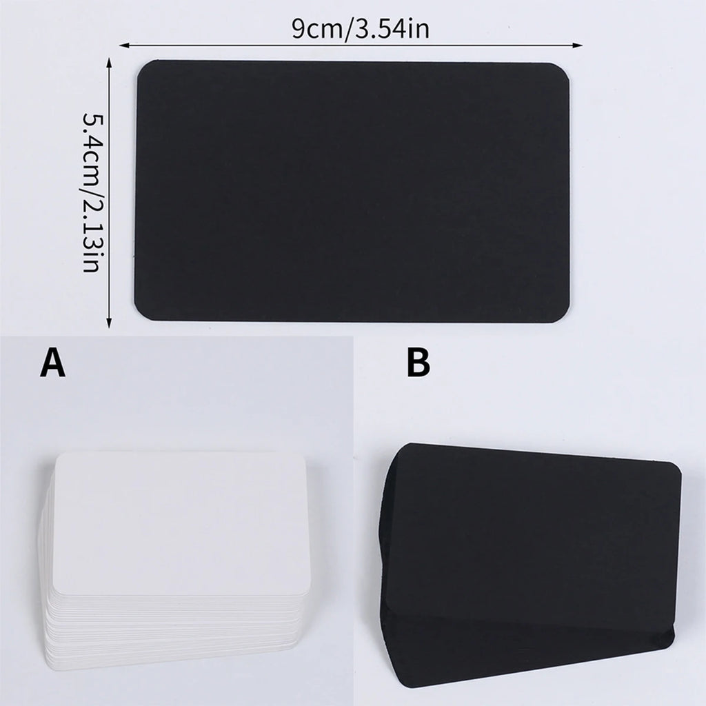 100Pcs Blank Cards 9x5.5cm/3.5x2in Thick 300gsm White Black Business Cards Thank You Cards DIY Message Blank Note Cards Zpaxo