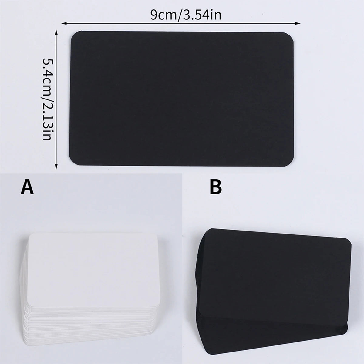 100Pcs Blank Cards 9x5.5cm/3.5x2in Thick 300gsm White Black Business Cards Thank You Cards DIY Message Blank Note Cards Zpaxo
