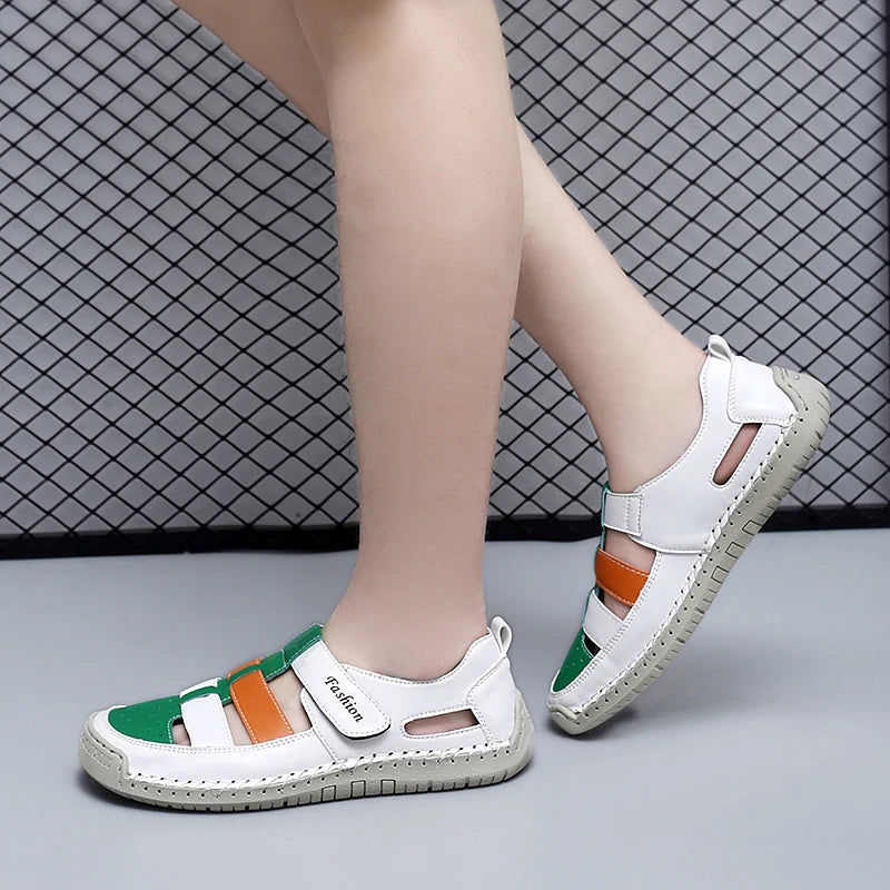 Summer Men Sandals Leather Mens Casual Shoes Outdoor Beach Roman Zpaxo