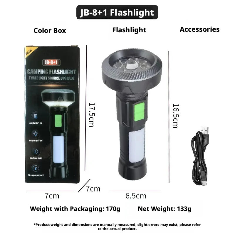 ESMARTER Multi-Mode LED Flashlight with Side Lamp – USB Rechargeable