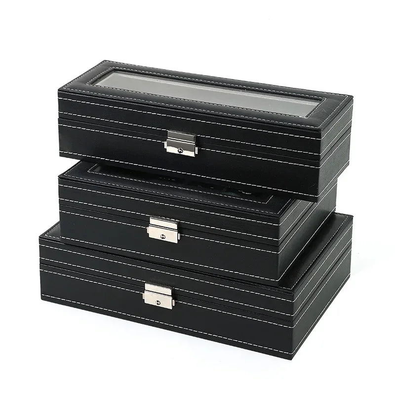 PU Leather Watch Box Organizer – 2 to 12 Grid Display Case Watch Display Box Zpaxo