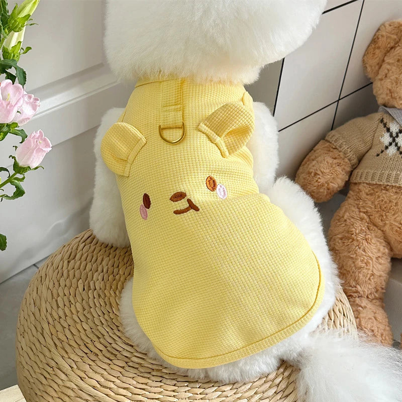 Cute Pet Vest Breathable Waffle Knit Soft Comfortable Traction Buckle Zpaxo