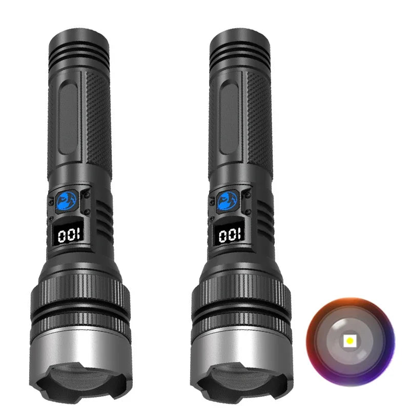 KDULIT LED Zoom Flashlight – Type-C Rechargeable, Digital Display