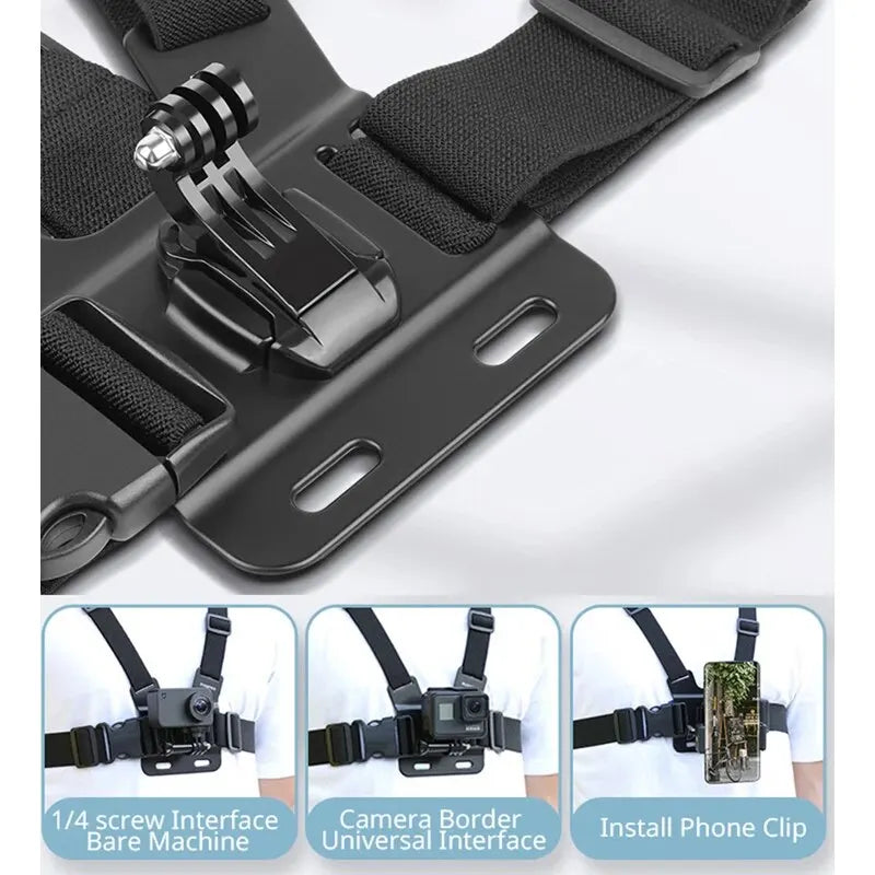Chest Strap Mount Belt Gopro Hero 9 8 7 6 5 4 Insta360 R X2 DJI OSMO Zpaxo