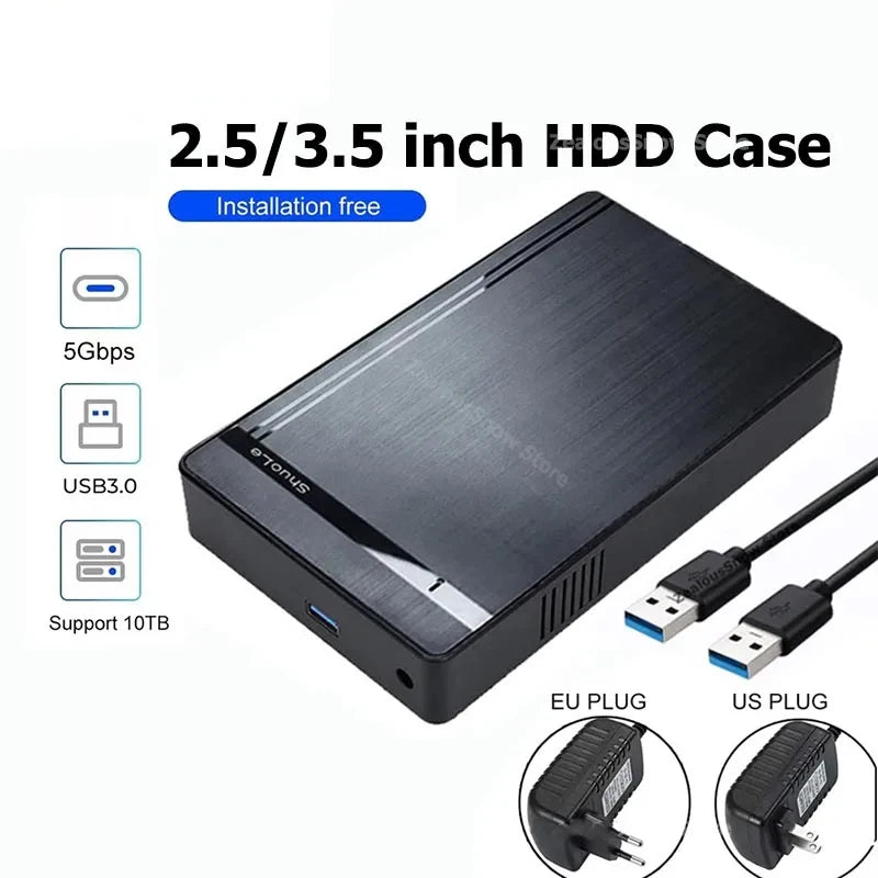 3.5'' HDD Case SATA to USB 3.0 Adapter External Hard Drive Enclosure for 2.5" 3.5" SSD Disk 450Mb/s 10TB HDD Case for PC Laptop Zpaxo