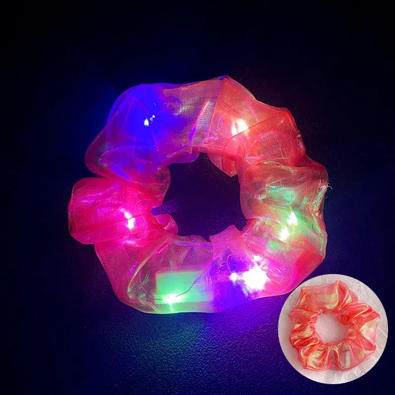 LED Light Hair Scrunchies Up Elastic Glow Hairbands Mermaid Party Zpaxo Red 10pcs
