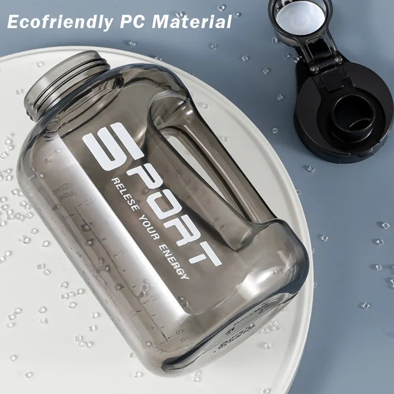 Large Capacity Water Bottle Straw Lid Sports Gym Kettle Camping