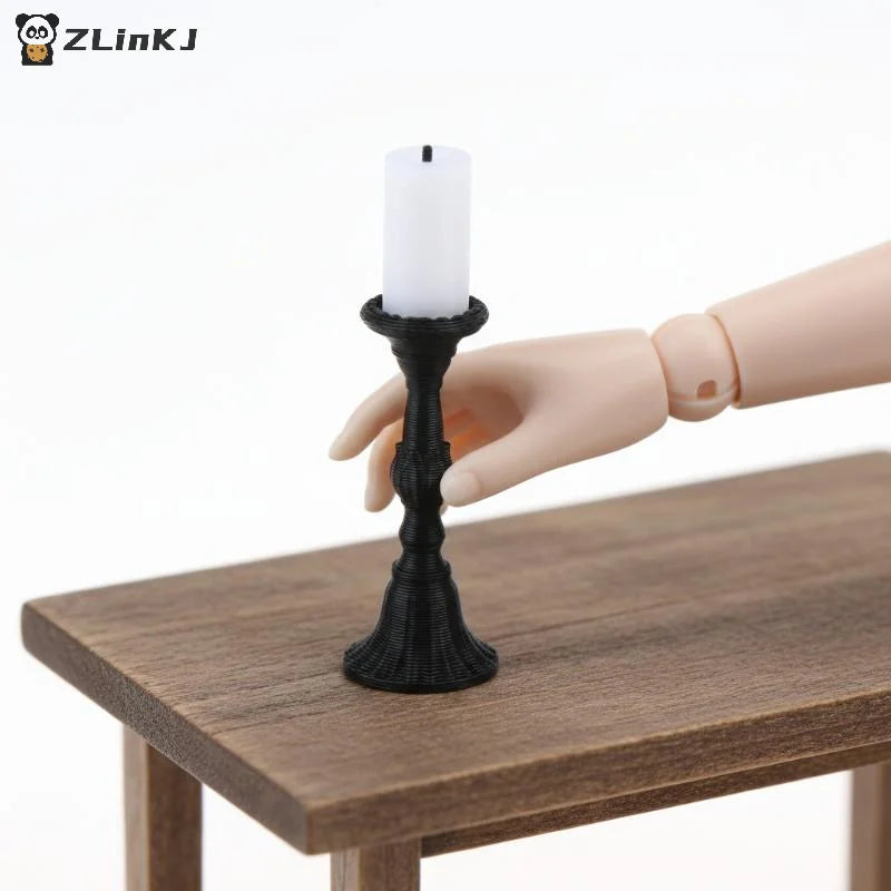 Miniature Retro Candle Holder 2 Candles Dollhouse Simulation Zpaxo