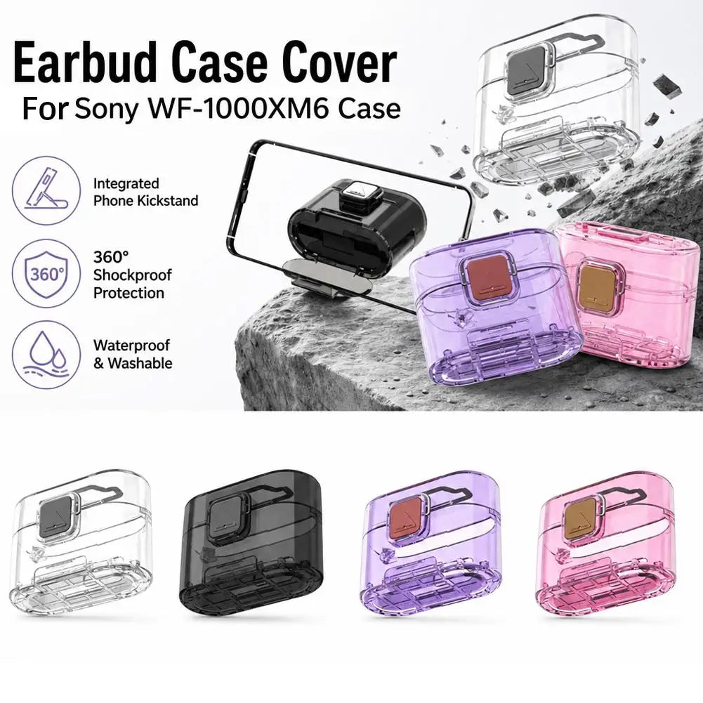Sony WF-1000XM6 TPU Case Cover with Carabiner Hook Earphone Case Cover Zpaxo