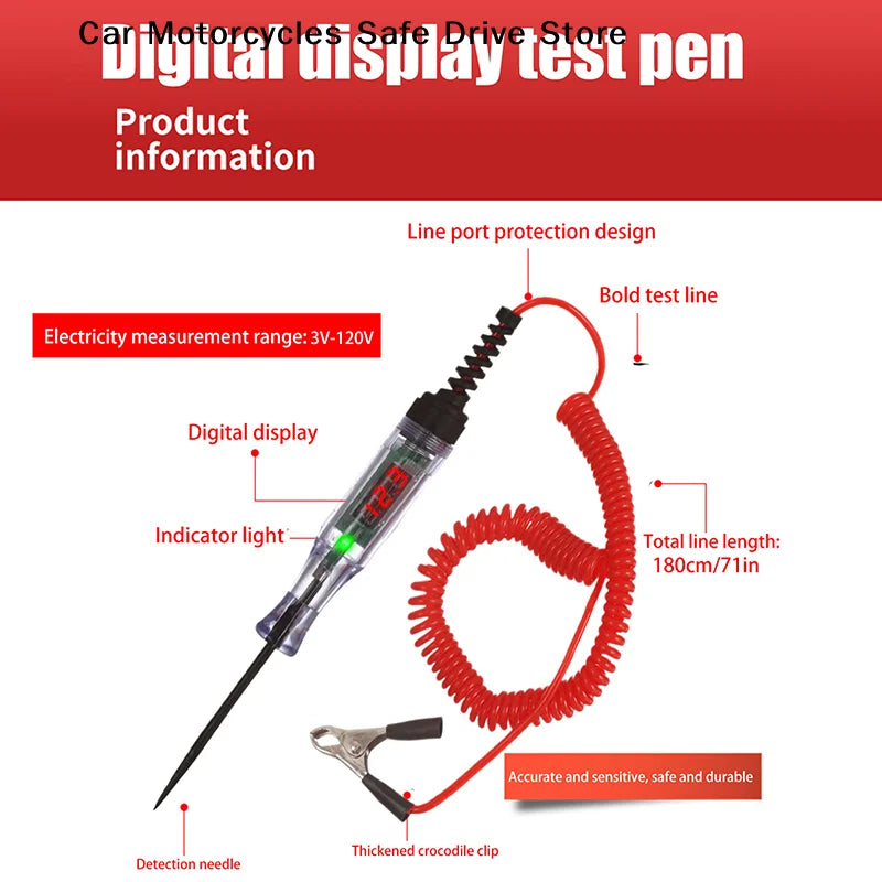 CMHot Heavy Duty 5-120V Backlit Digital LED Circuit Tester Auto Test