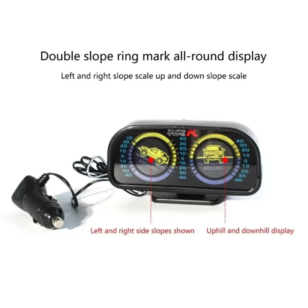 12V Car Level Tilt Gauge LED Light 360 Degree Adjustable Base Slope Zpaxo