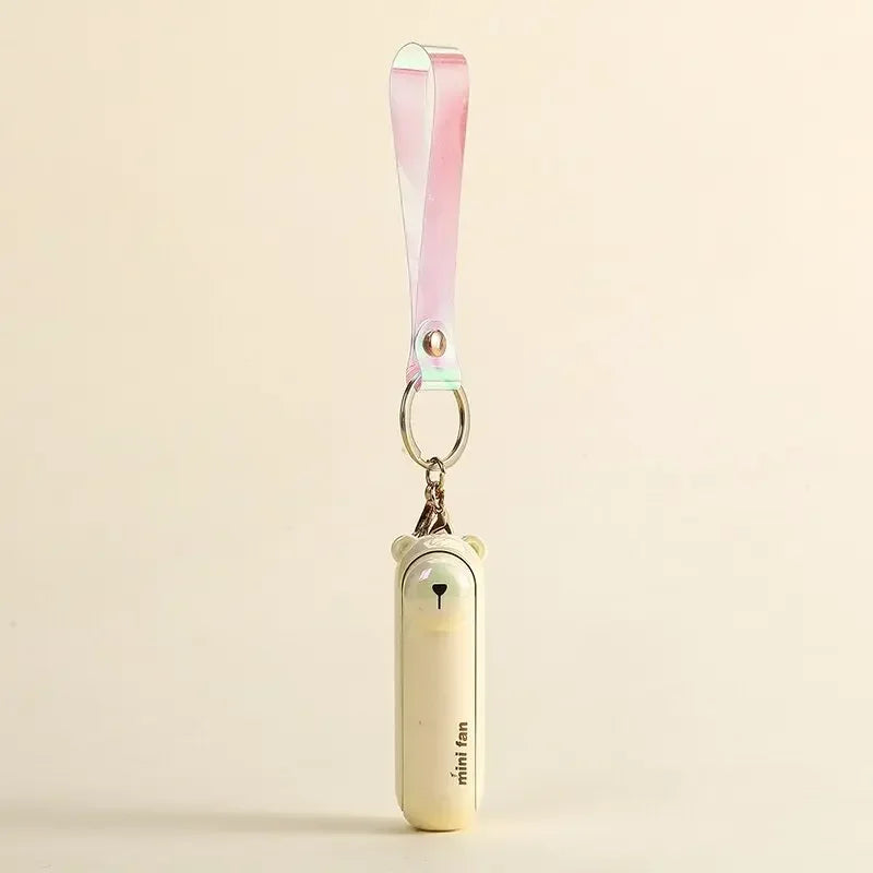 Cute Mini Fan Kipas Portable Hand Fold Bedside Office USB Charge Battery Table Desk Cooling handheld fan neck fan Zpaxo Brown