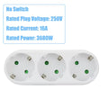 EU 3-Way Power Strip Adapter European Standard 16A 250V Multi Plug Outlet Wall Extender for Home Office Zpaxo WHITE
