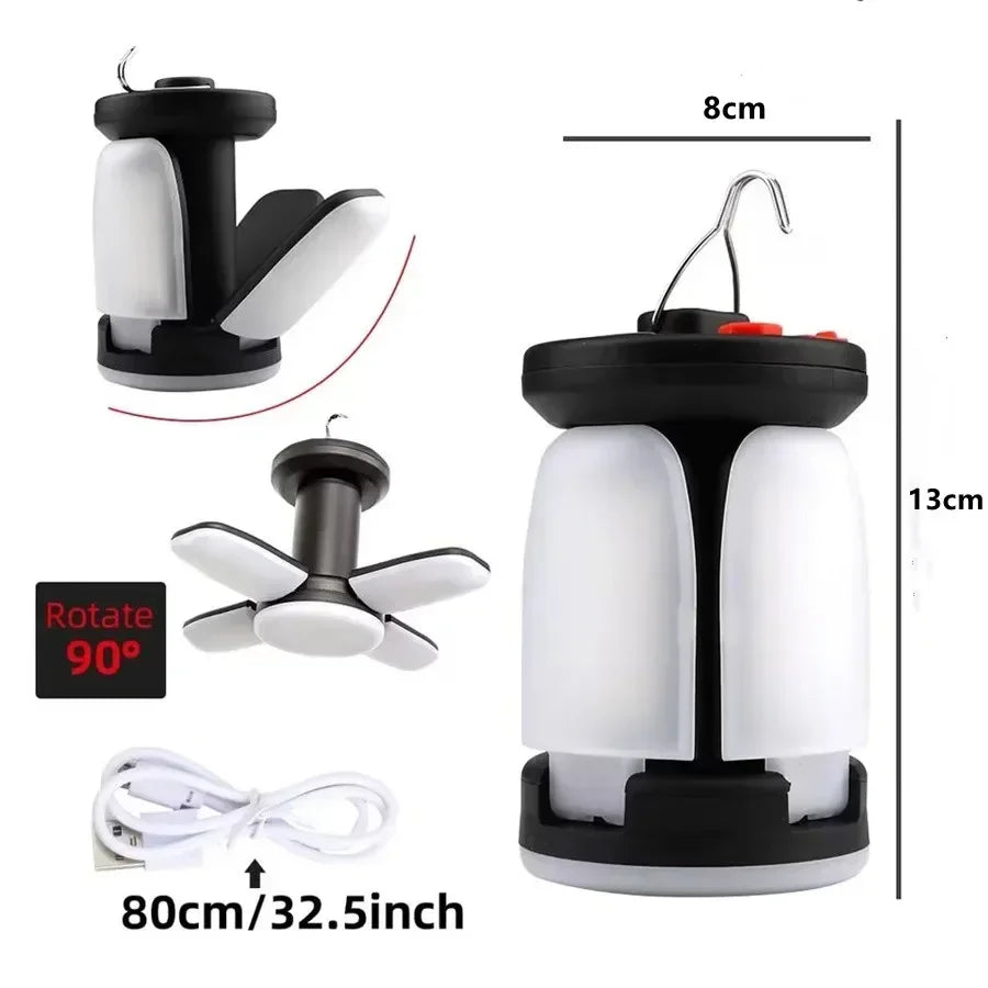 Power Solar LED Camping Lantern Rechargeable Lamp Foldable Light Zpaxo