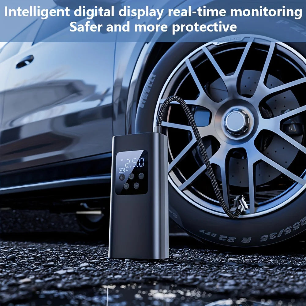 Digital Display Portable Air Compressor, Tire Inflator,Wireless Smart One-Button Quick Inflator with LED Light,Suitable for Cars Zpaxo