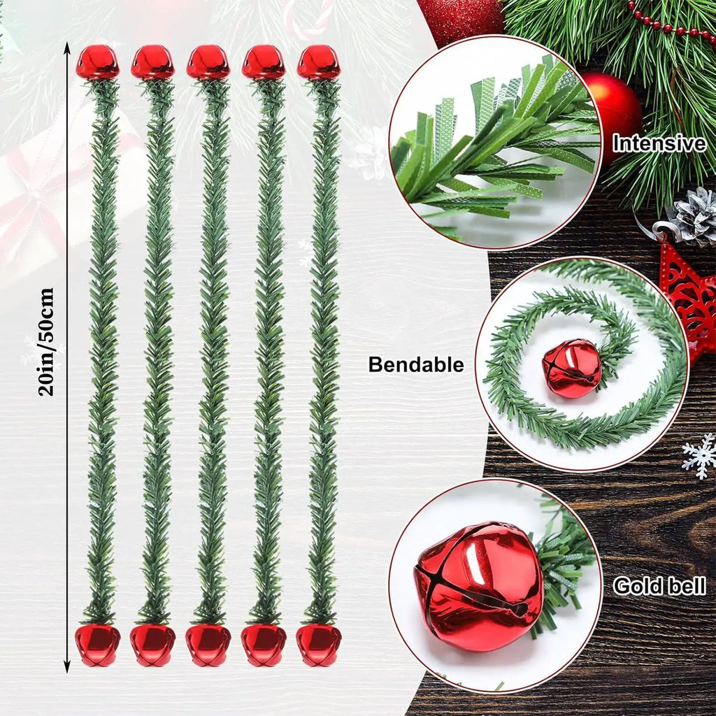 Banister Garland Ties Ribbon Hanger Reusable Bells Stairs Christmas