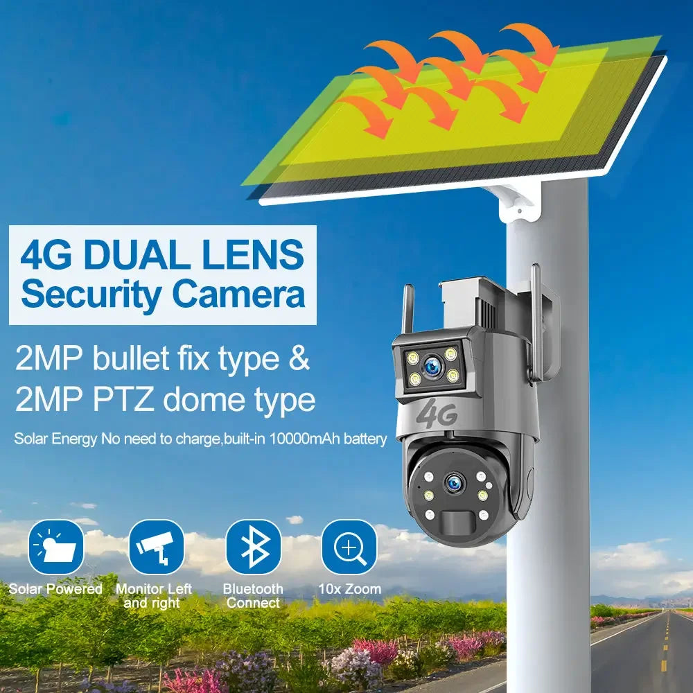 Outdoor Solar Dual Lens Lights WIFI Alarm Security 1080P Camera Lamp Zpaxo
