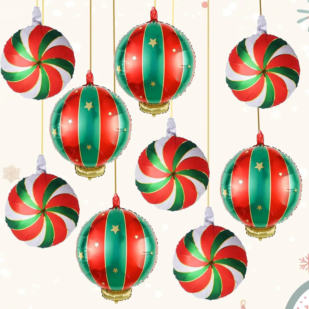 9-Pack Christmas Lollipop Foil Balloons – Holiday Party Decor Holiday Party Balloons Zpaxo Multicolor