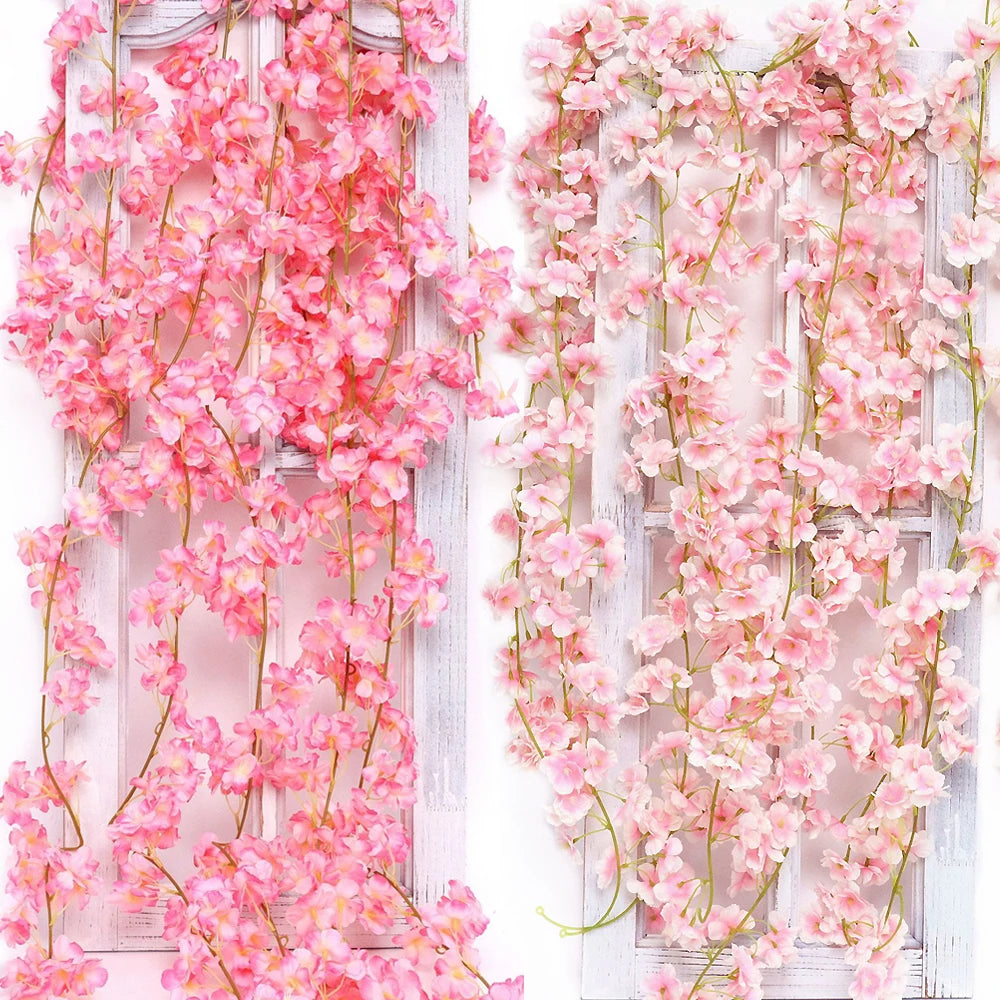 Artificial Sakura Flowers Vine Fake Flower Cherry Blossom Garland