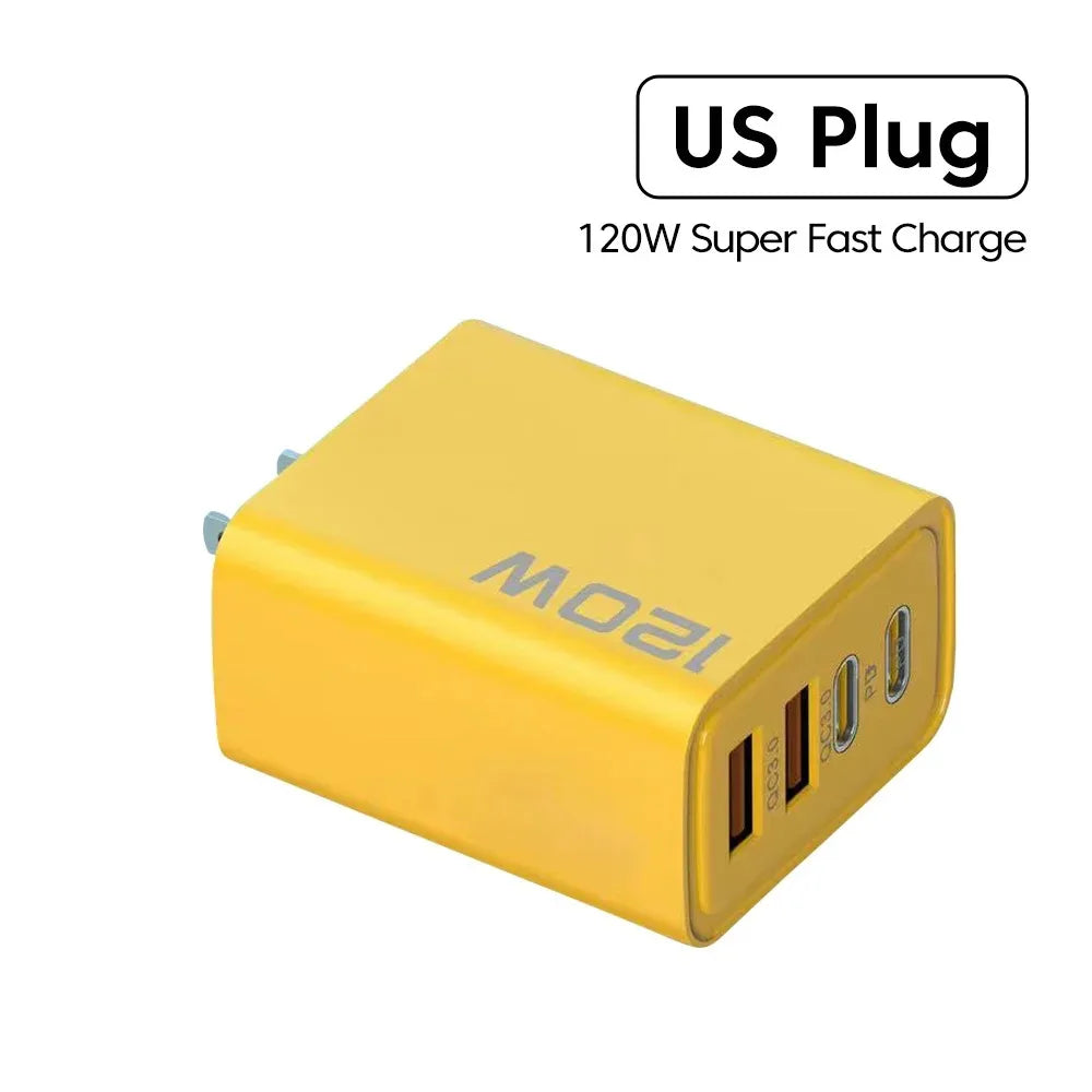 120W 4-Port USB-C Fast Wall Charger QC 3.0 – Multi-Device USB Wall Charger Zpaxo US Plug