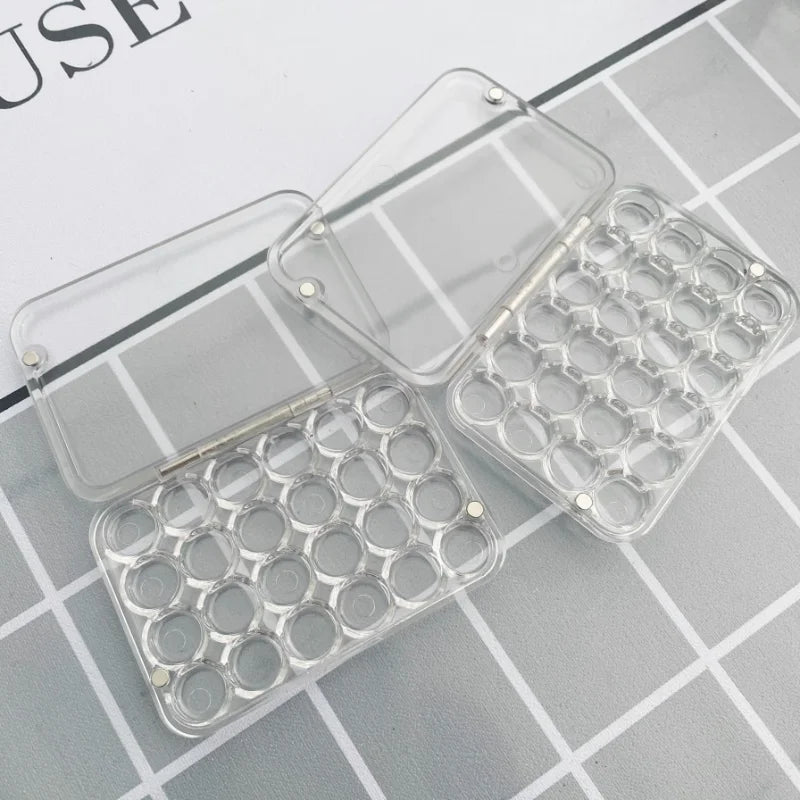 Portable Mini Watercolor Paint Box 24 Grid Magnetic Transparent