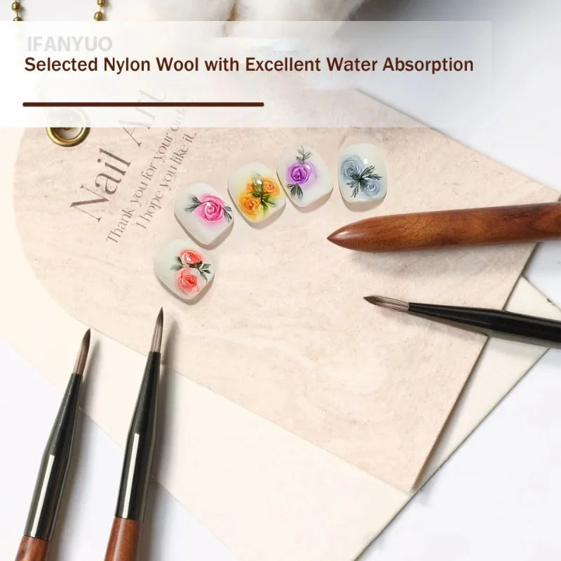 Soft Nylon Wood Handle Watercolor Nail Brush DIY Art Liner Stripes
