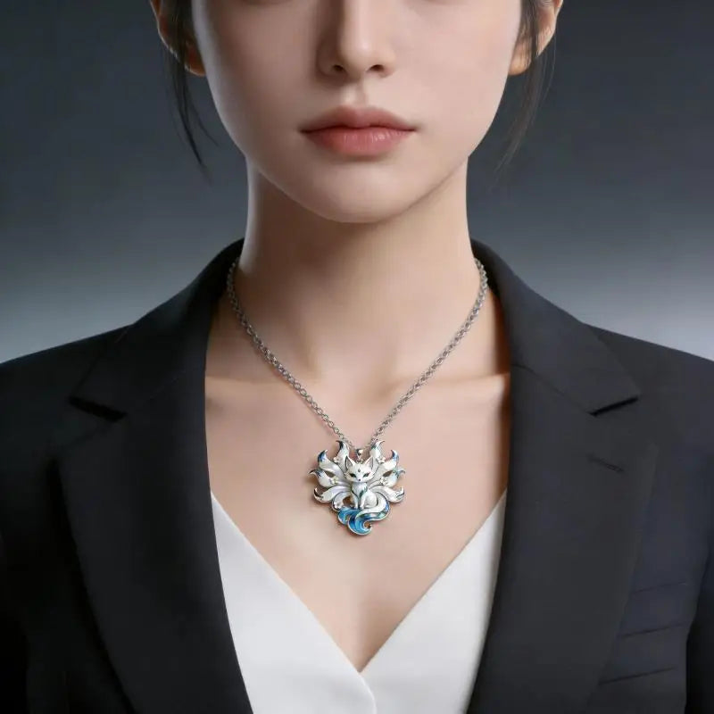 1 Nine-tailed Fox Enamel Pendant Necklace Phone Bag Charm Women Zpaxo