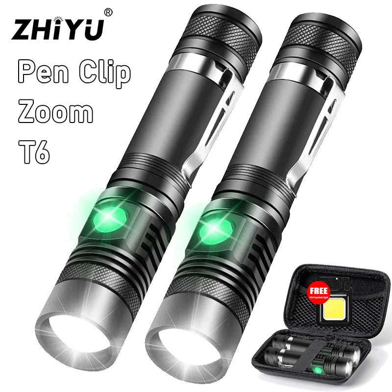 T6 LED Tactical Flashlight – USB Rechargeable Zoomable Torch