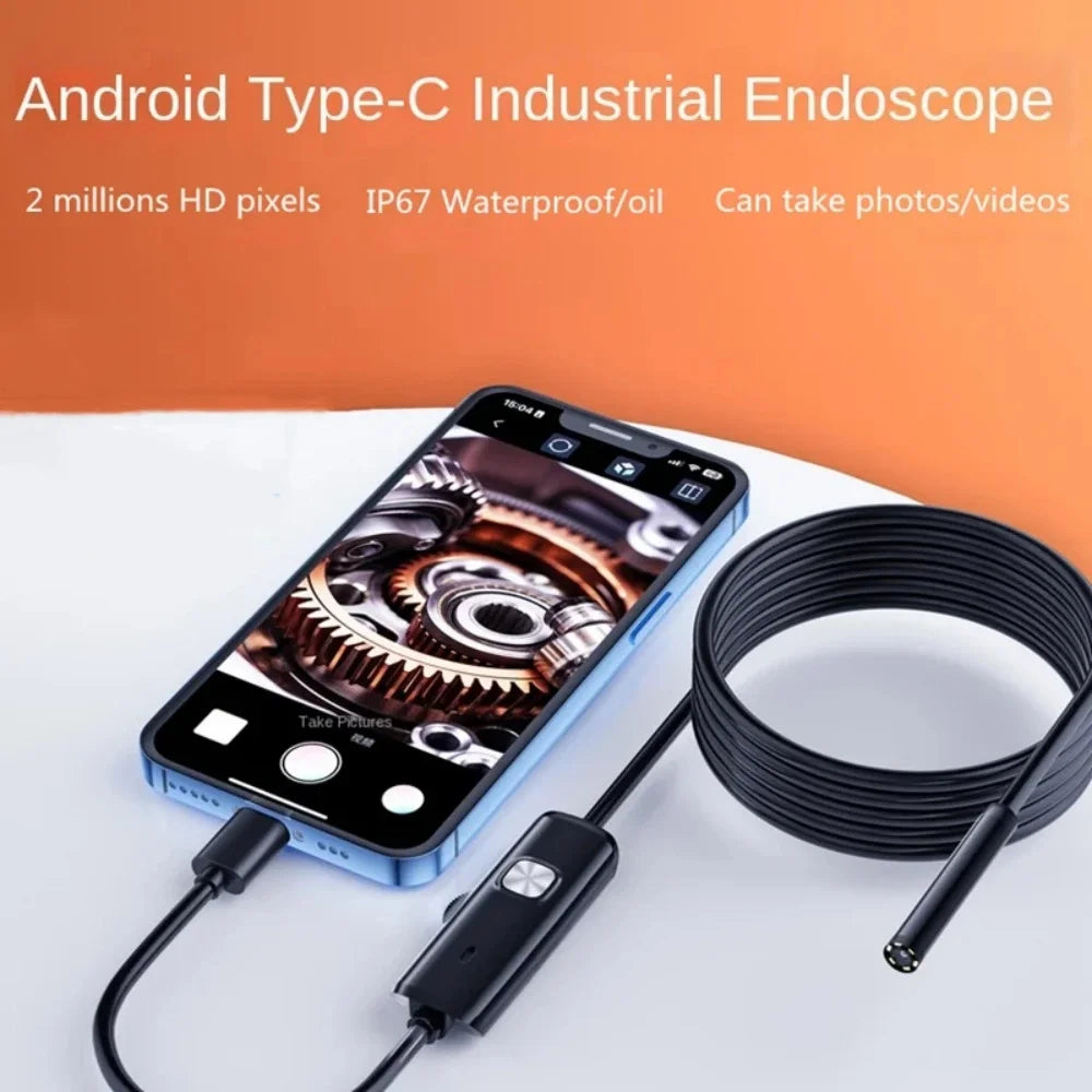 7mm Waterproof Endoscope Borescope Camera – Type-C LED Inspection Borescope Camera Zpaxo