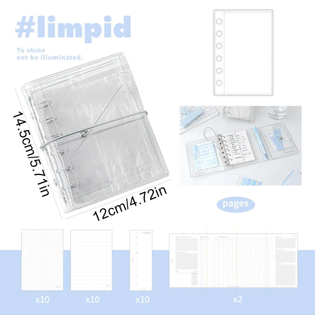 Refillable Notebook Binder A7 Multi-pocket Detachable Pages Aesthetic
