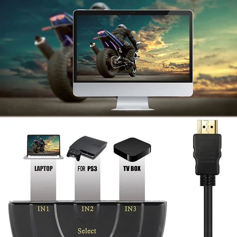 3-Port HDMI Switch 4K 2K 3D – Mini Video Switcher Hub HDMI Switch Zpaxo