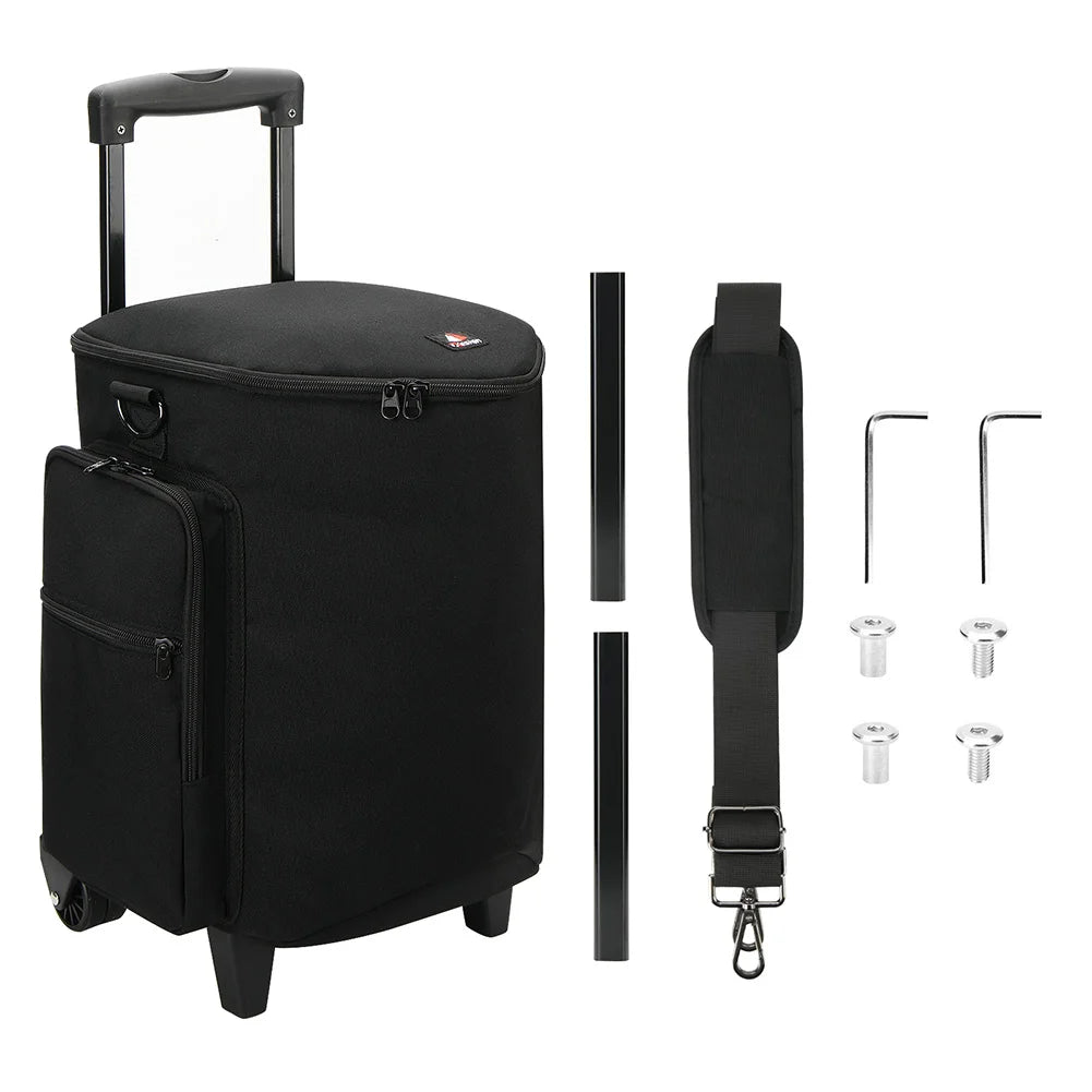 Rolling Speaker Bag Wheels Travel Retractable Handle Multi-pocket