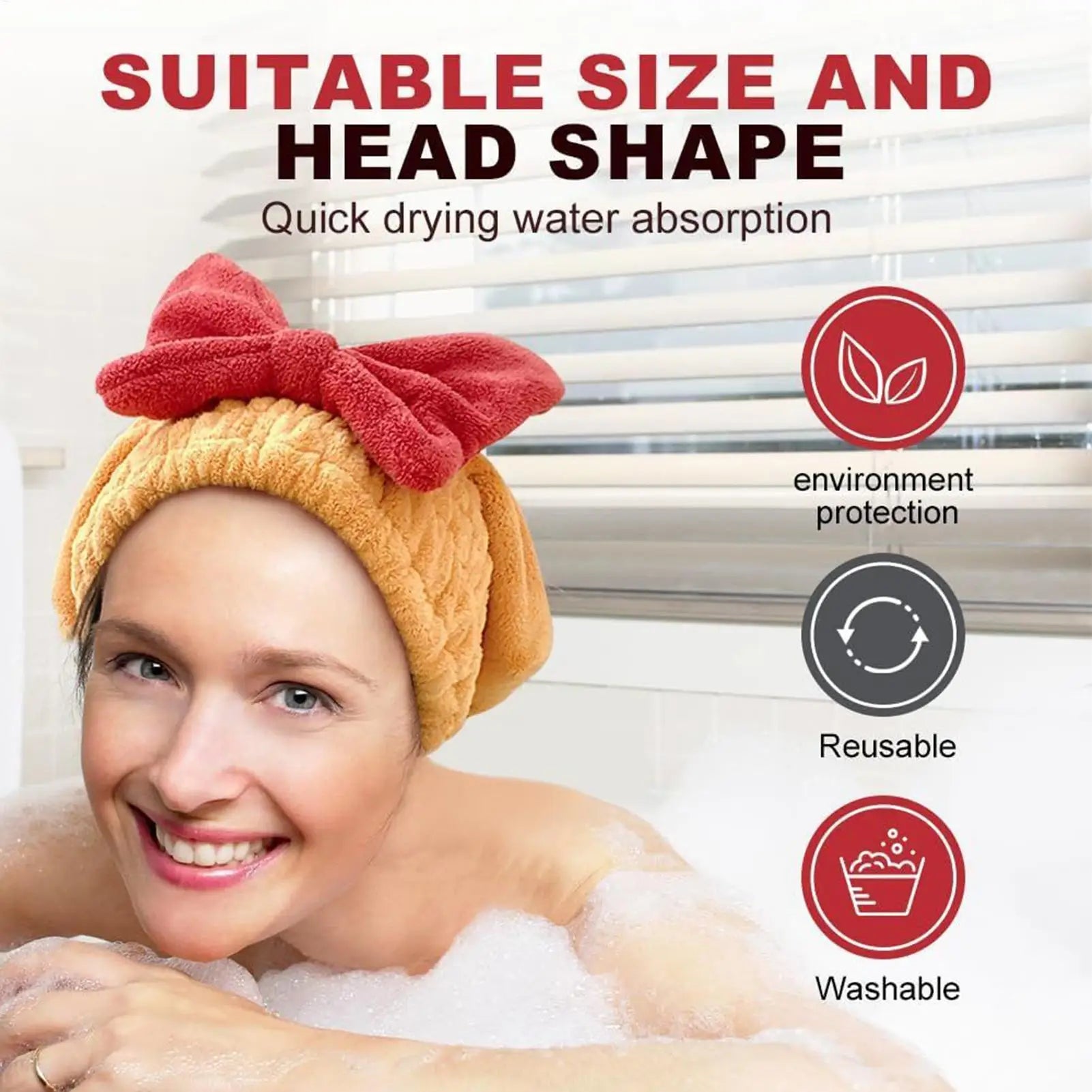 Microfiber Hair Turban Absorbent Quick Dry Towel Cap Twist Clip Women
