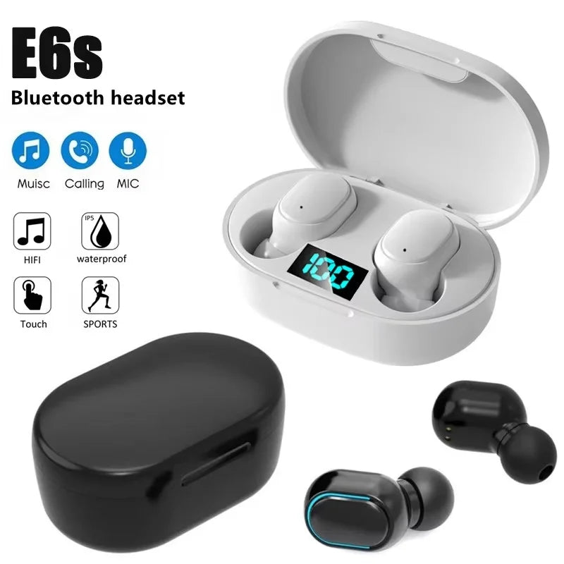 E6S TWS Earphone Wireless Bluetooth Headphones Touch Control