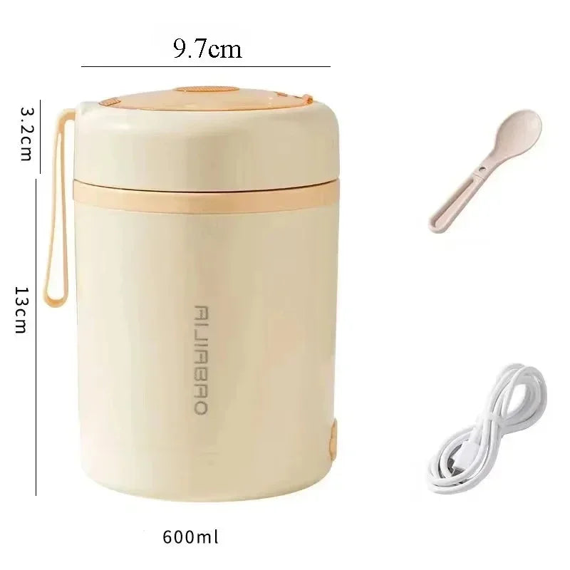 600ml USB Electric Lunch Box – Portable Stainless Steel Warmer Electric Lunch Box Zpaxo YELLOW 600ml