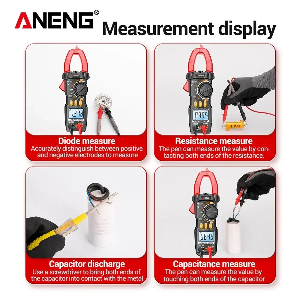 ANENG PN107 Aoto Digital Clamp Meter True RMS 4000 Count Electrical