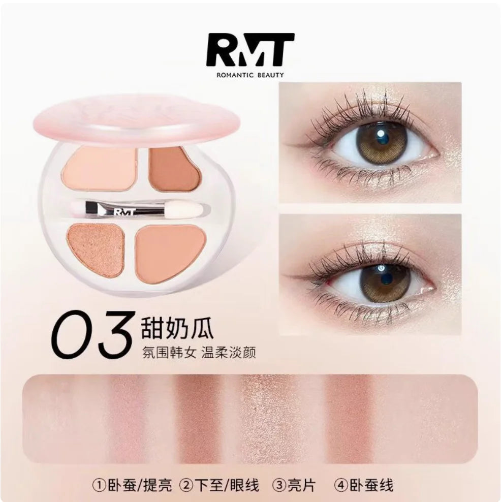 RMT ROMANTIC BEAUTY Eye Shadow Silkworm Palette Four Colors Matte Contouring And Brightening Eyeshadow Palette Zpaxo 03