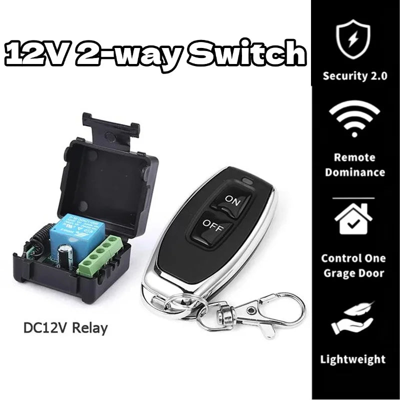 DC 12V 433Mhz RF Wireless Remote Control Switch 10A Relay 1CH Receiver Module 2CH Transmitter For LED Door Electromagnetic Lock Zpaxo