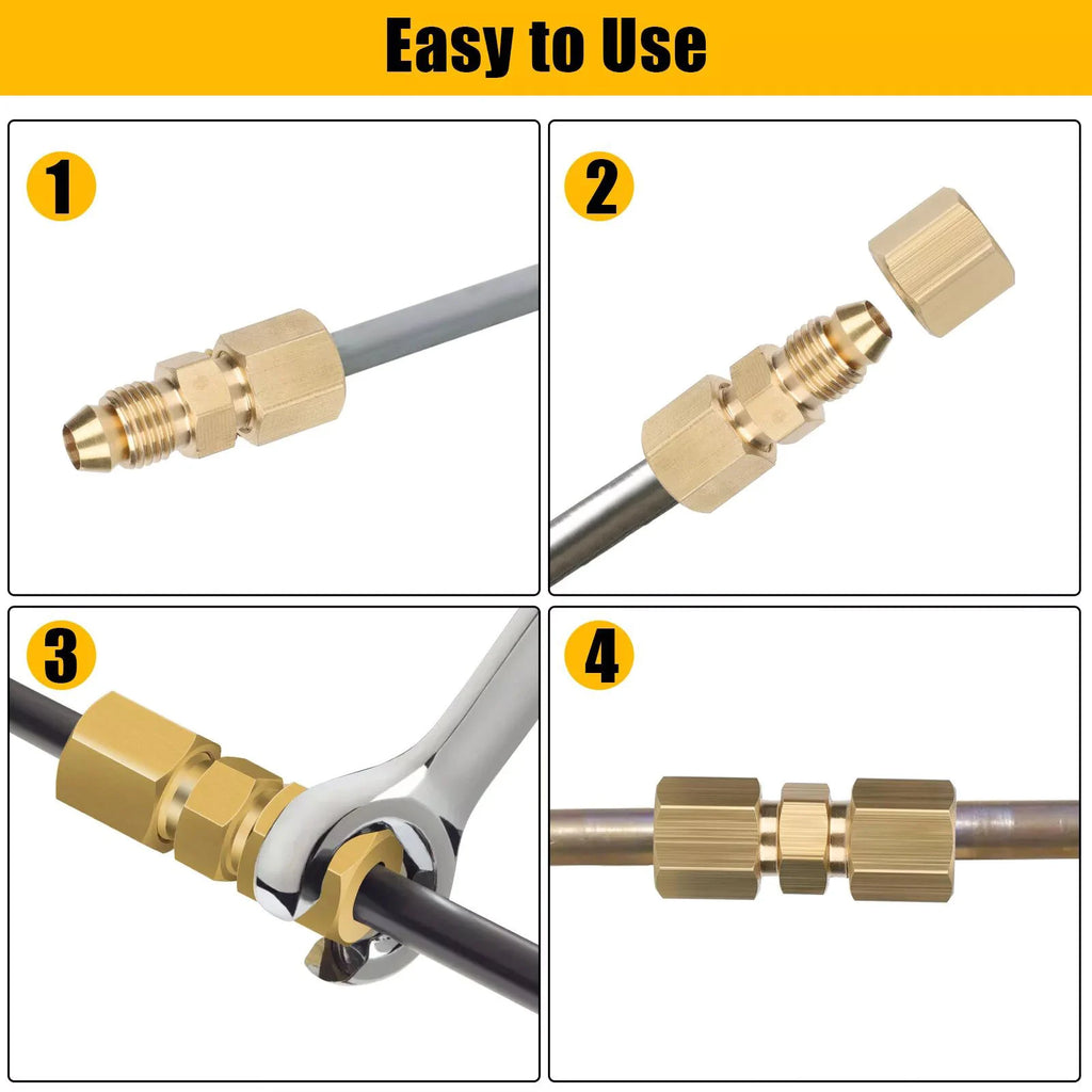 Straight Brass Brake Line Compression Fitting Union 3 16 OD Tube