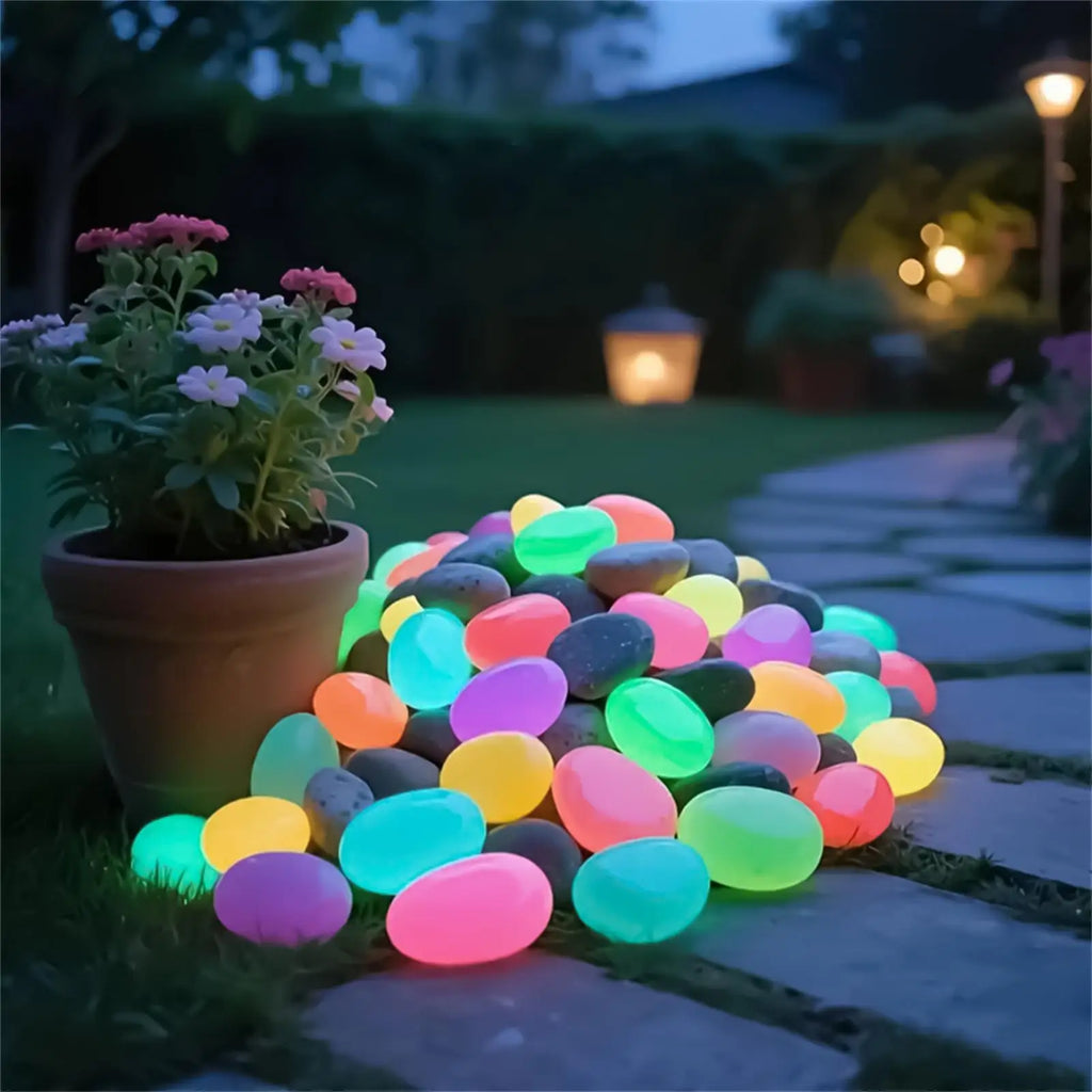 Garden Rocks 20 Colorful Glow Pebbles Landscape Stones Outdoor Vases