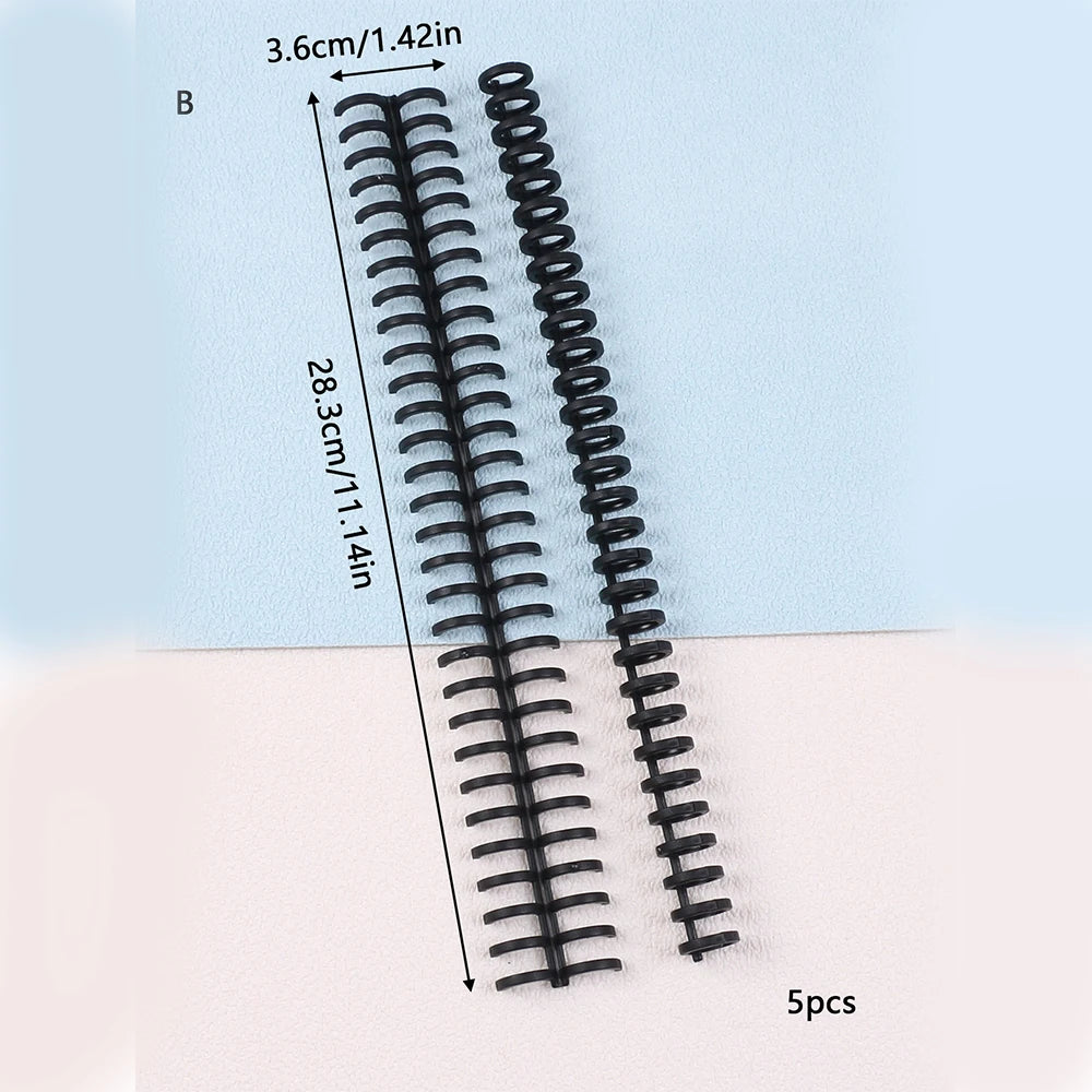 5/10Pcs Loose Leaf Binder Rings Binding Spines 30-Hole Plastic Comb Binding Spines for Teacher Student Business Notebook File Zpaxo 5Pcs Black
