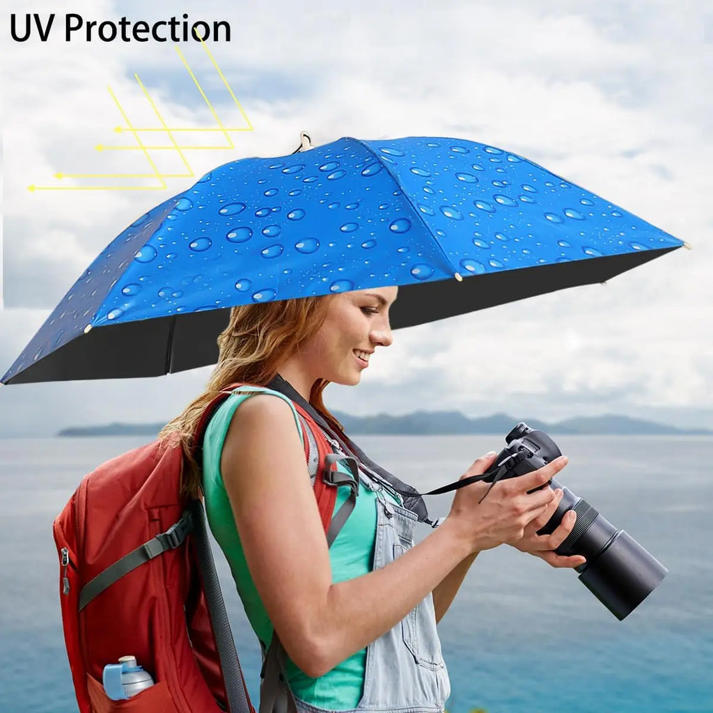 Double-layer Black Coated Rainproof Fishing Umbrella Hat Outdoor Tea