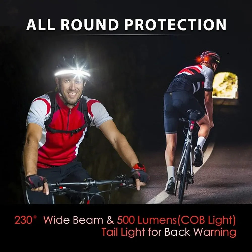 ESMARTER COB Rechargeable Headlamp – 3 Modes & Red Tail Light