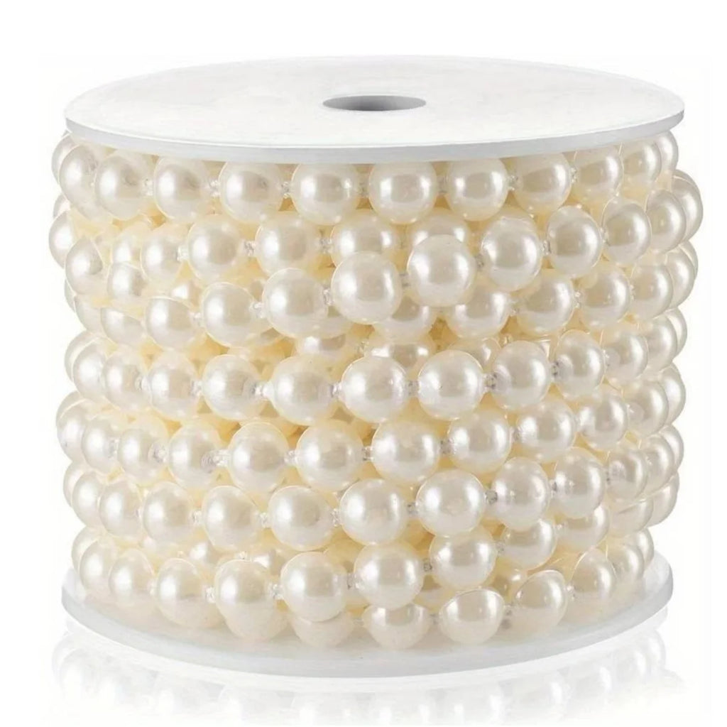 25M Faux Pearl Bead Garland – Wedding, Christmas & Craft Decor