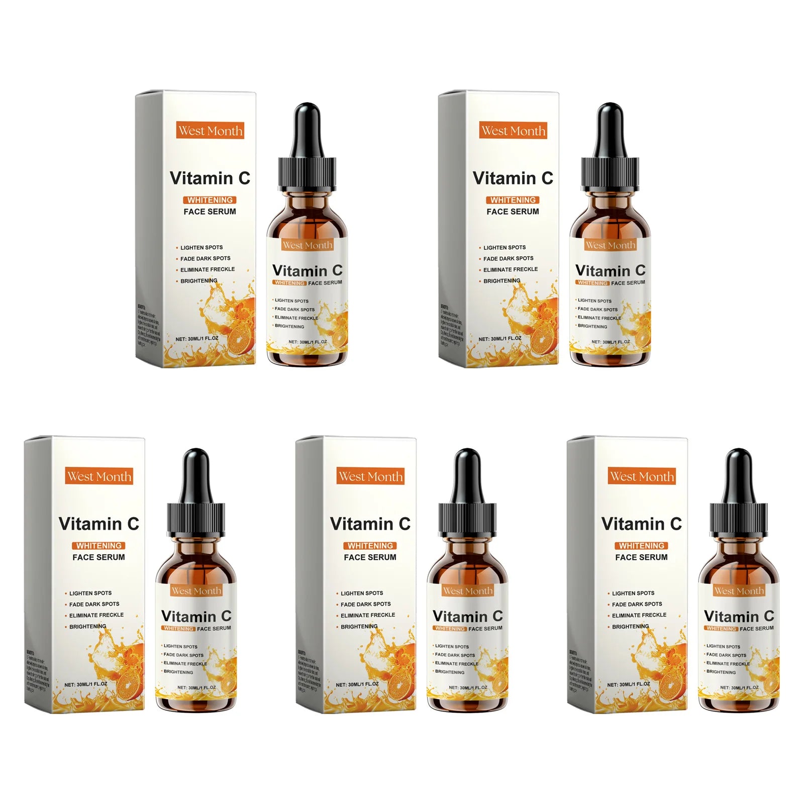 Vitamin C Serum – Dark Spot Remover & Brightening Facial Essence Brightening Face Serum Zpaxo 5 x 30ml Boxed