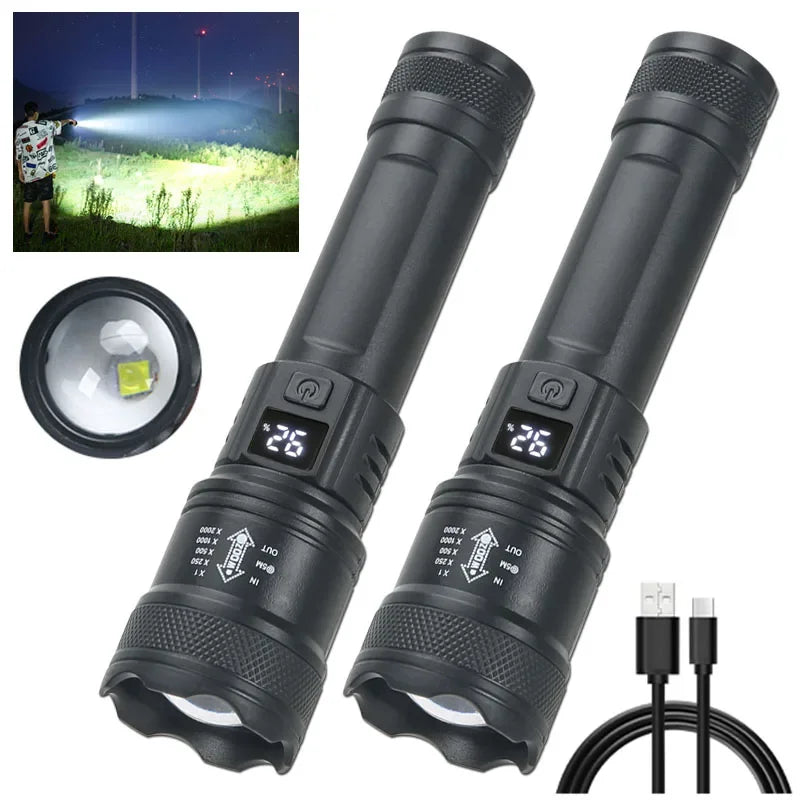 KDULIT Tactical Zoom LED Flashlight – USB Rechargeable Torch