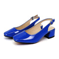 Women's Blue Square Heel Ankle Strap Sandals | Zpaxo